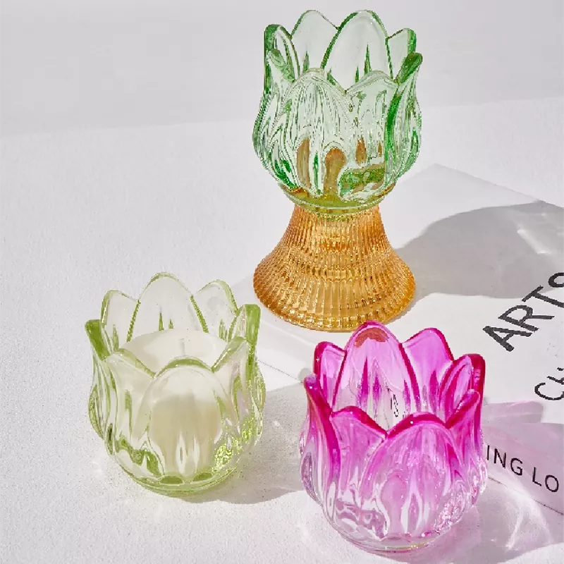 Kolorowy merveilles Florales Glass Gandlestick