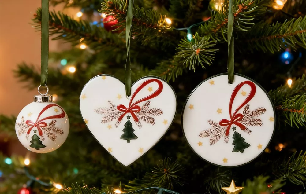 Unikalna, ręcznie wykonana ceramiczna dekoracja choinkowa